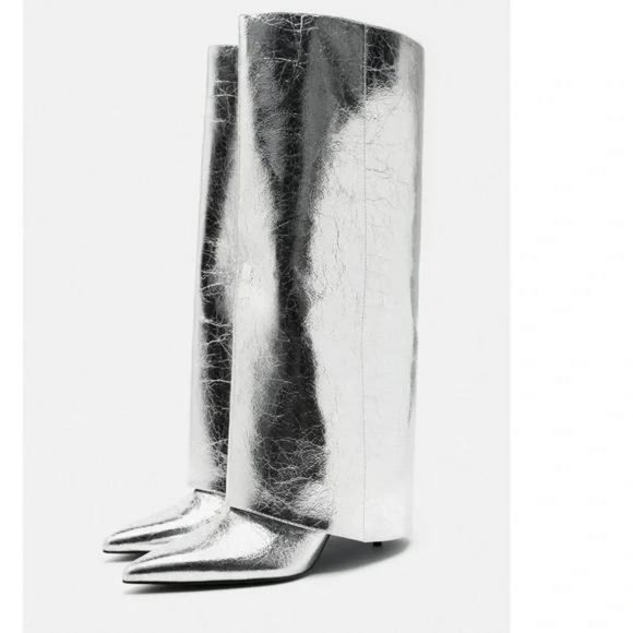 ZARA METALLIC GAITER BOOTS - Picture 5 of 8